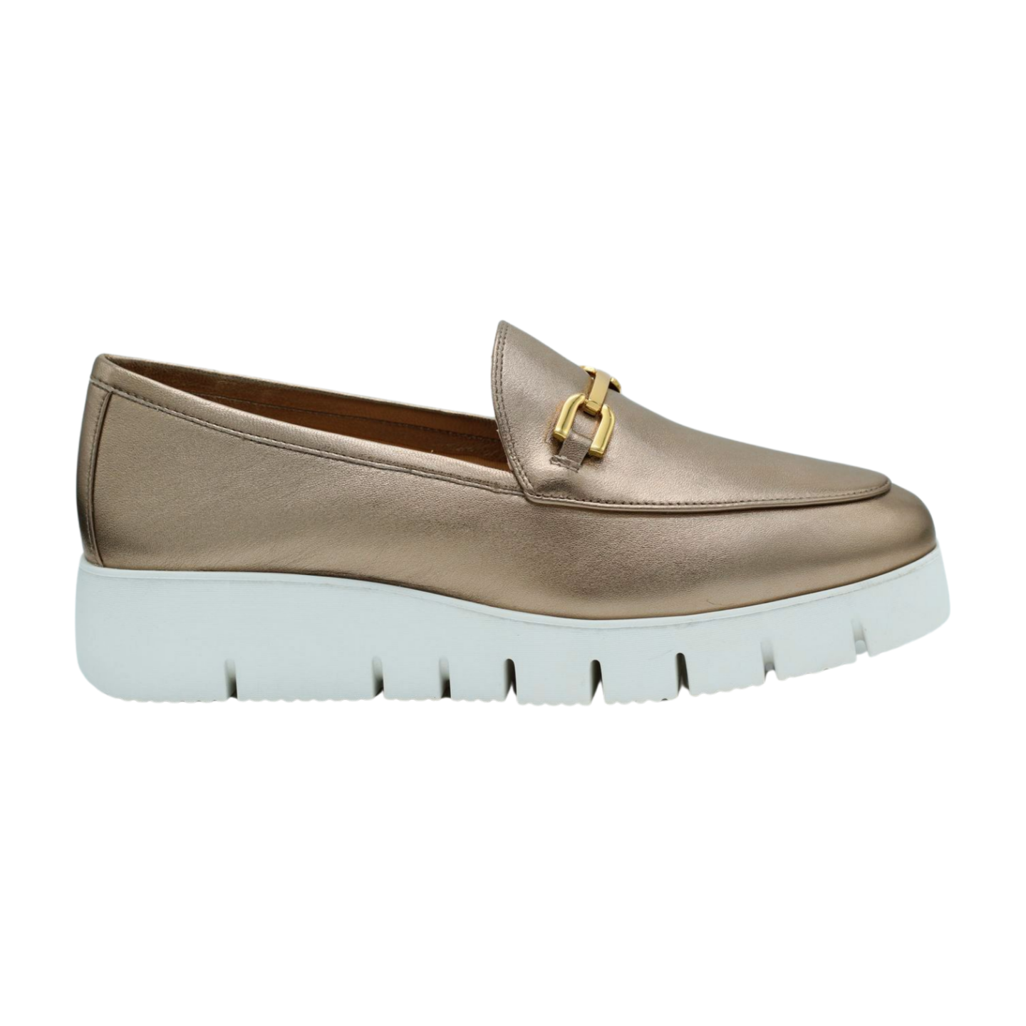 UNISA Women's Gold Leather Wedge Loafers - Comfortable Slip-On Shoes for Casual & Office Wear - Perfect for Work, Travel & Everyday Outfits