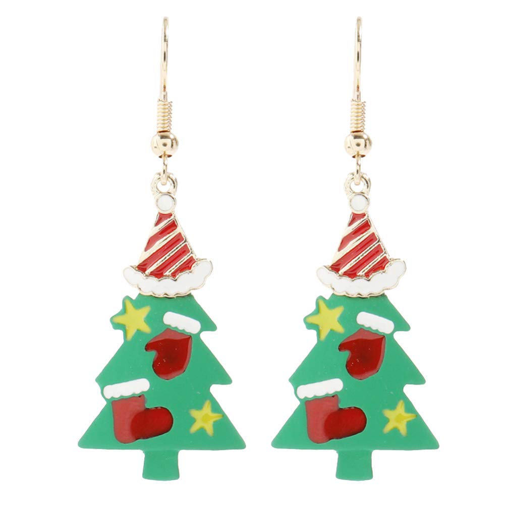 Festive Christmas Tree Earrings for Women - Green Xmas Tree Dangle Earrings with Alloy Santa Pendant, Holiday Party Jewelry Gift for Girls & Women | Perfect for Christmas Parties, Office Celebrations & Festive Gatherings