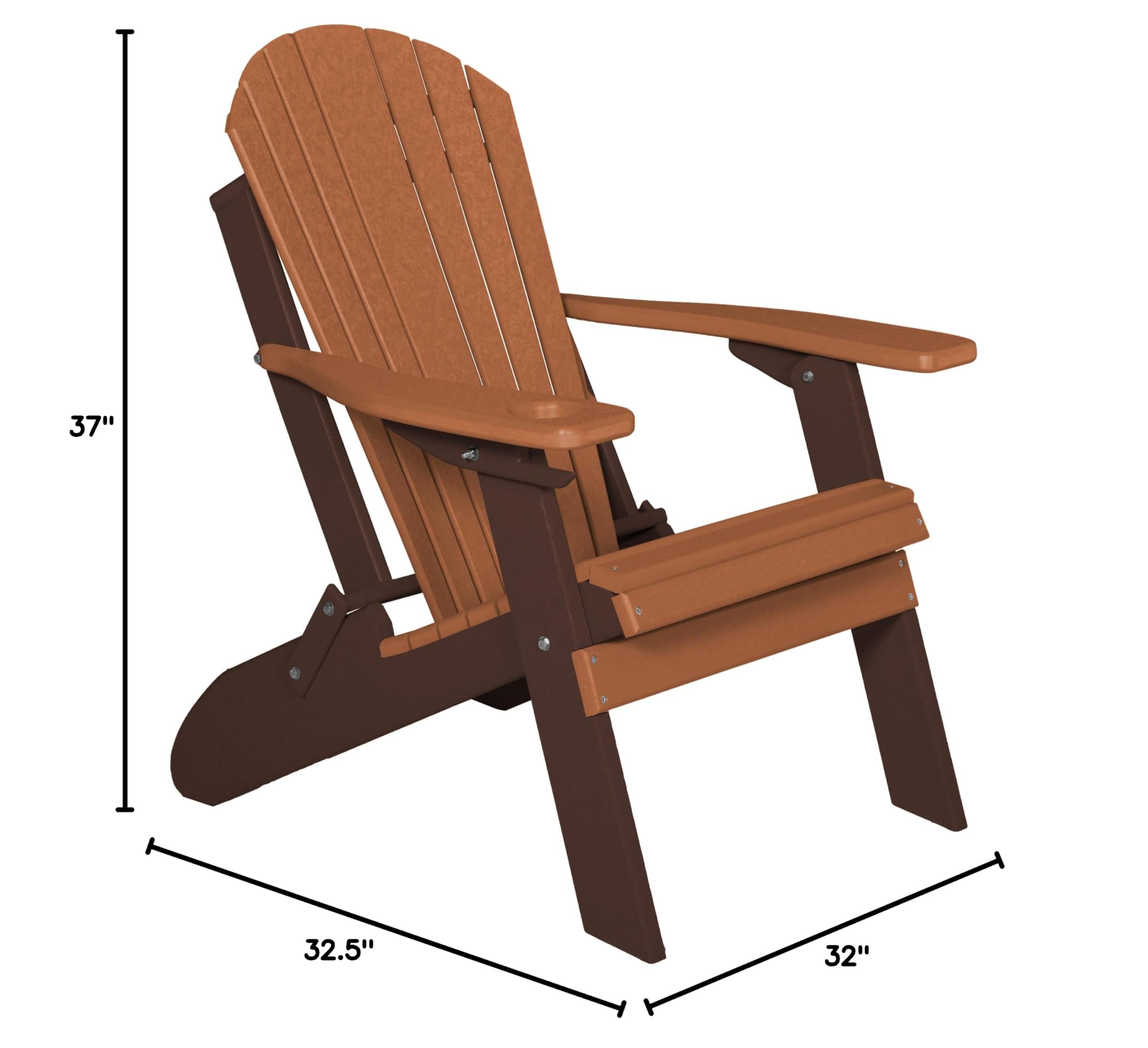 Poly Folding Adirondack Chair - Lightweight & Durable Outdoor Furniture for Patio, Garden, Poolside & Camping - Cedar & Tudor Brown Finish - Furniture Barn USA