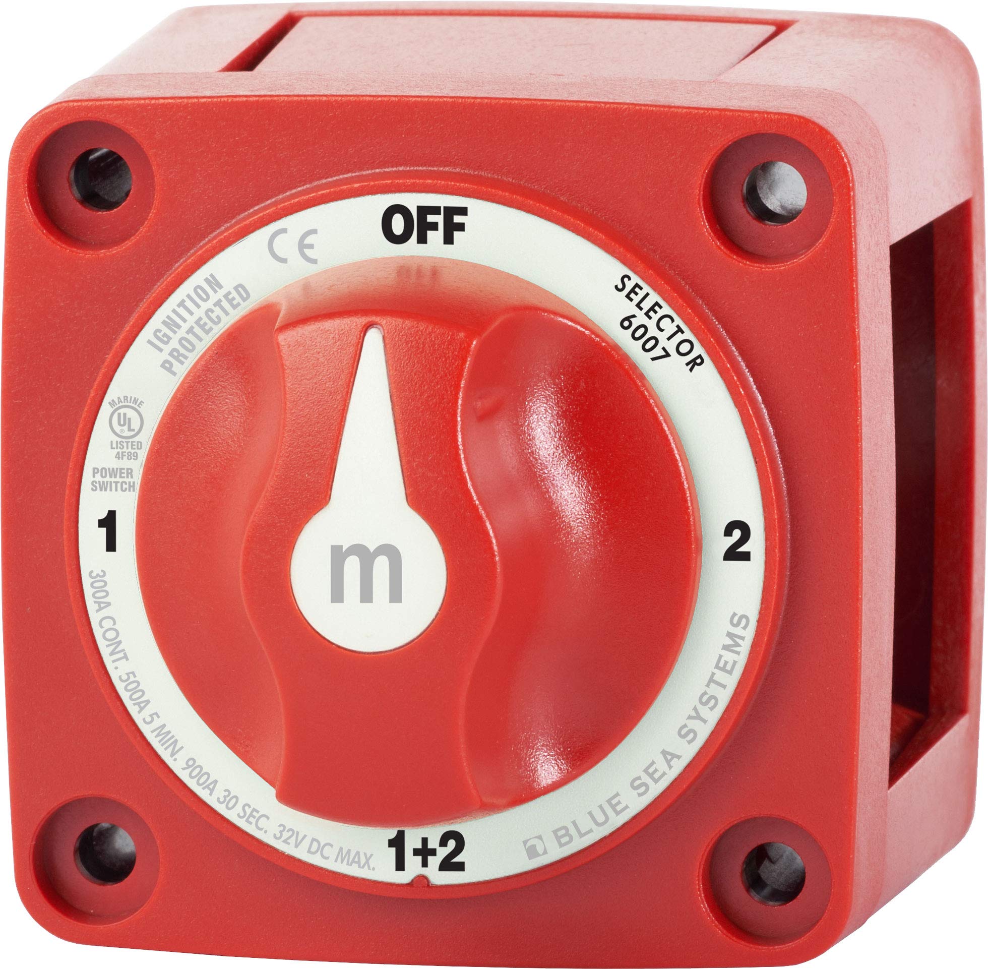 2 Pack Blue Sea Systems m-Series Mini Selector Battery Switch - Red Marine Grade for Boats, RVs & Off-Grid Power Systems | Dual Battery Control & Safety Switch