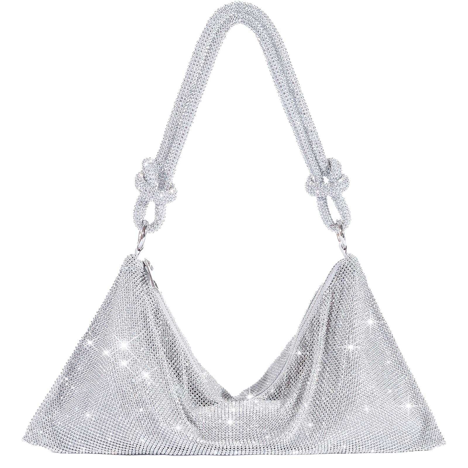 Sparkly Rhinestone Purse for Women - Elegant Silver Diamond Evening Bag, Prom Clutch & Hobo Handbag | Perfect for Parties, Weddings & Special Occasions