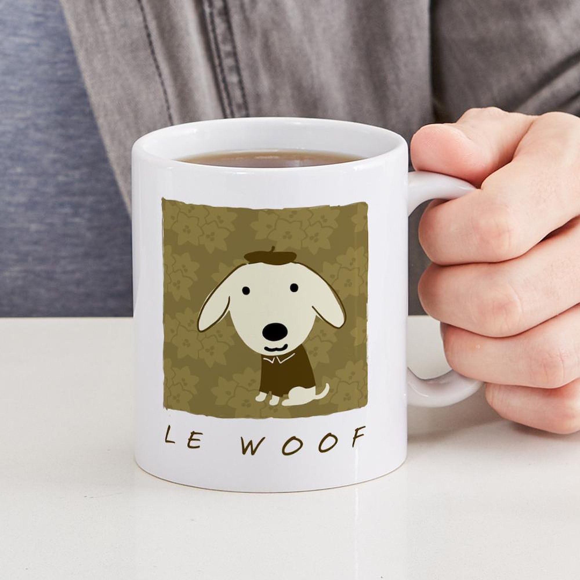 Best 11 oz Ceramic Coffee Mug - Le Woof Dog Design - Perfect for Tea, Hot Cocoa & Office Use - CafePress