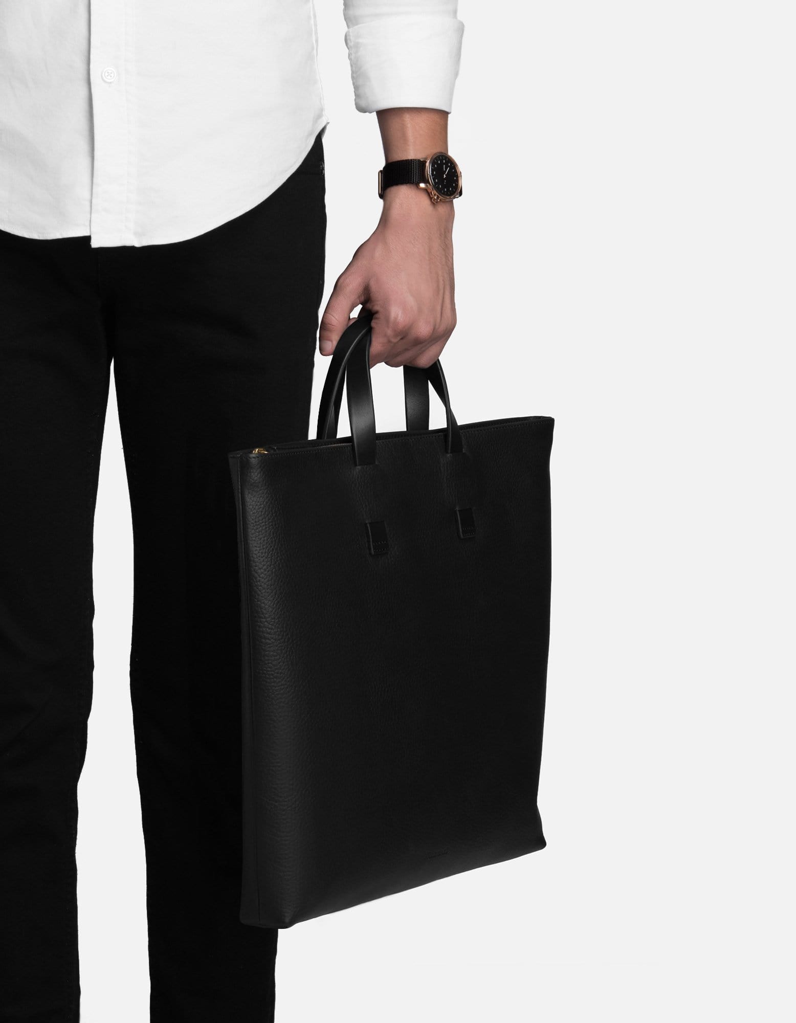 Stylish Slim Textured Black Tote Bag for Women - Perfect for Work, Travel & Everyday Use