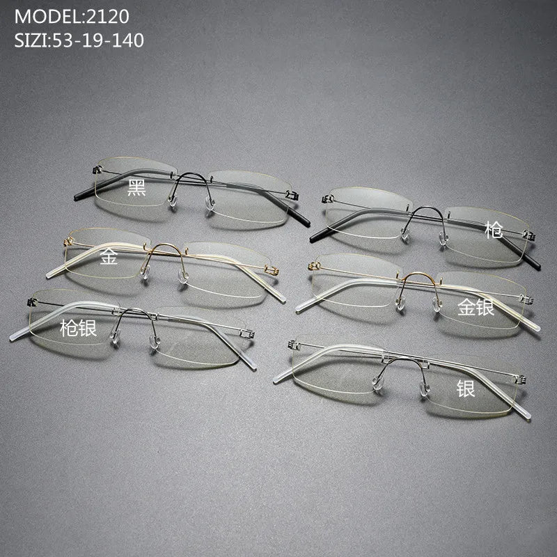 Aimee Unisex Rimless Square Screwless Titanium Eyeglasses 2120 - Lightweight Durable Frame for Reading, Computer Work & Everyday Wear