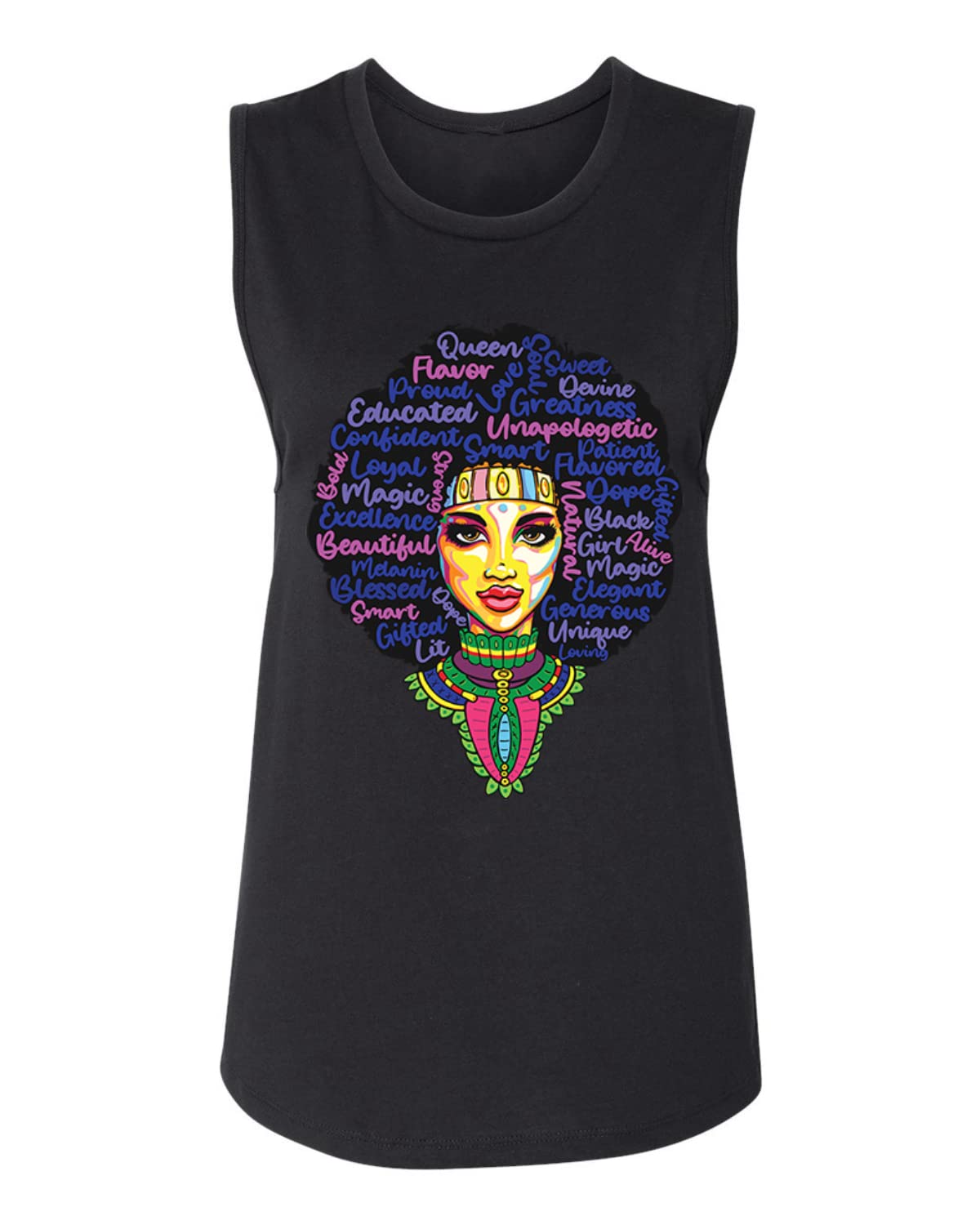 Wild Bobby Queen Bee Strong Black Woman Ethnic Women's Jersey Muscle Tank - Comfortable Workout & Casual Wear for Women