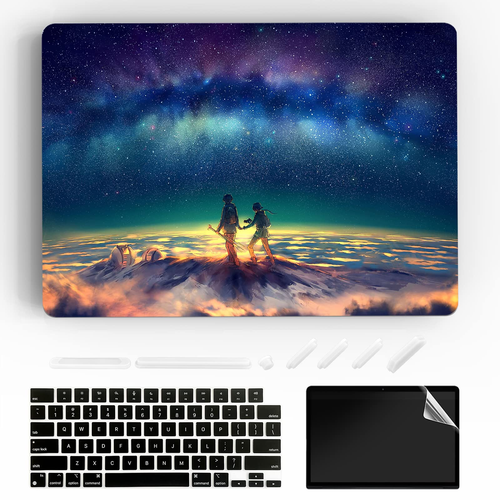 MTTOKAY Protective Hard Shell Case for MacBook Air 13.6 inch (2022 M2 Model A2681) - Includes Plastic Cover, Screen Protector & Keyboard Cover with Anime Girl Design - Perfect for Work, School & Travel