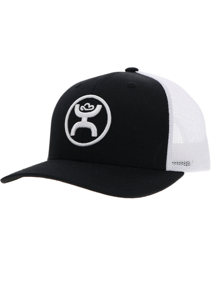 Hooey 2309T BKWH Classic Mid Profile Snapback Trucker Hat - White & Black Adjustable Baseball Cap for Men & Women - Perfect for Outdoor Activities, Trucking, and Casual Wear