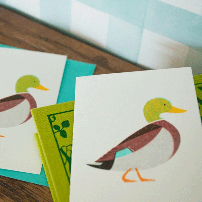 Bobbie Print Mallard Duck Mini Greeting Card - Perfect for Birthdays, Thank You Notes & Special Occasions