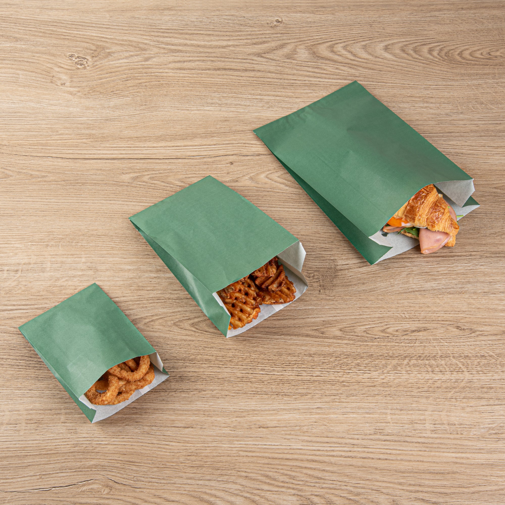 Eco-Friendly Forest Green French Fry & Snack Bags - 5