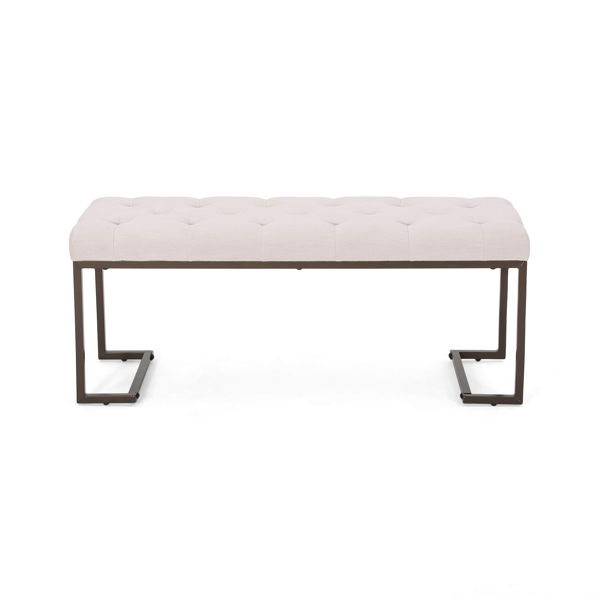 Modern Fabric Bench with Beige & Bronze Finish - Stylish & Comfortable Seating for Living Room, Bedroom, or Entryway - Great Deal Furniture Gladys Collection