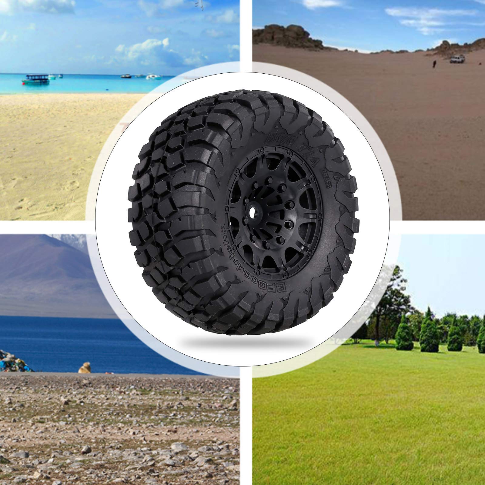 ERYUE 4PCS 110mm 1/10 Scale RC Car Truck Short Course Off-Road Tires & Wheels - Compatible with Traxxas, HSP, Tamiya, HPI, Kyosho RC Vehicles | Perfect for Racing, Crawling & Off-Road Adventures
