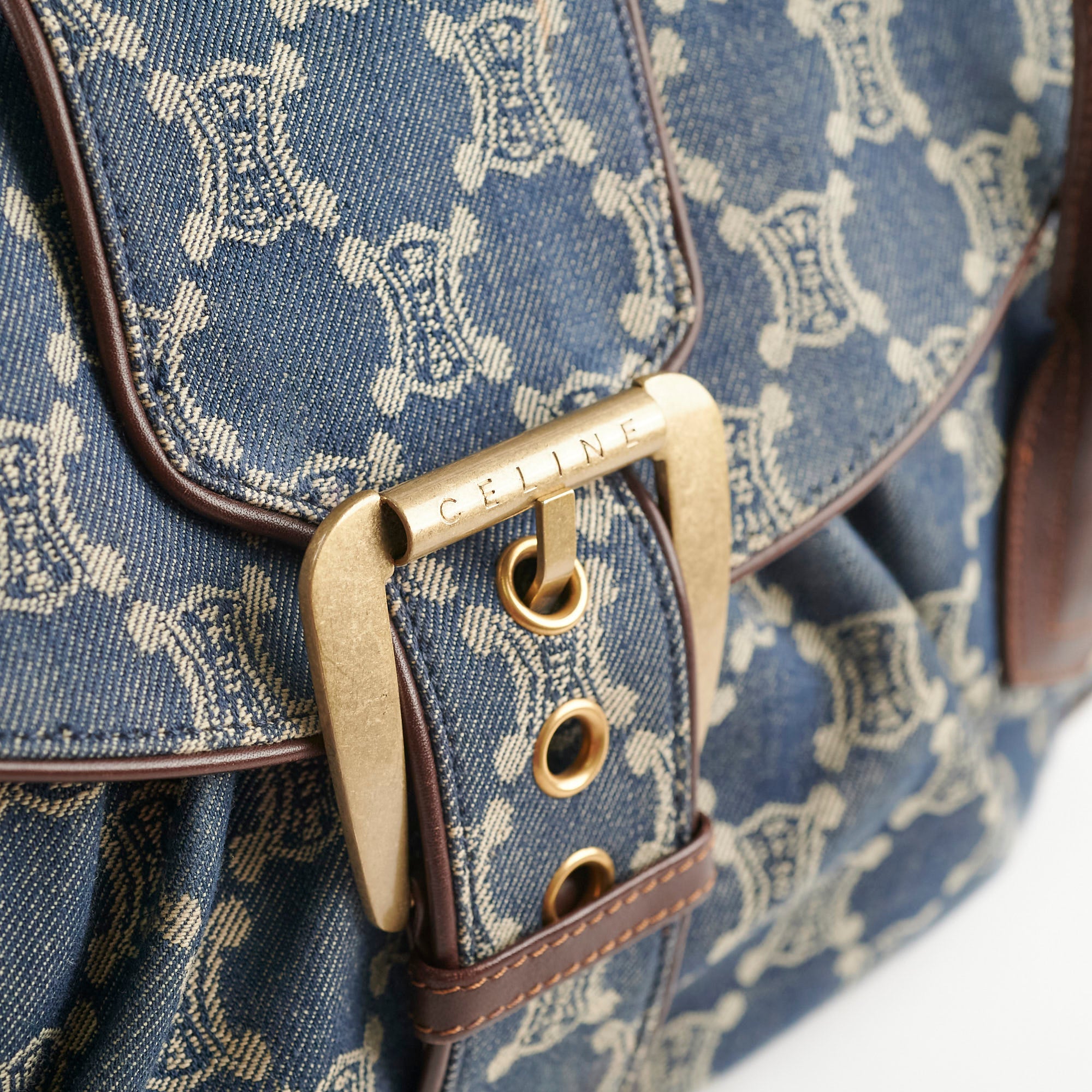 Vintage Celine Denim Shoulder Bag for Women - 90s Retro Designer Handbag - Perfect for Casual Outings, Travel & Daily Use