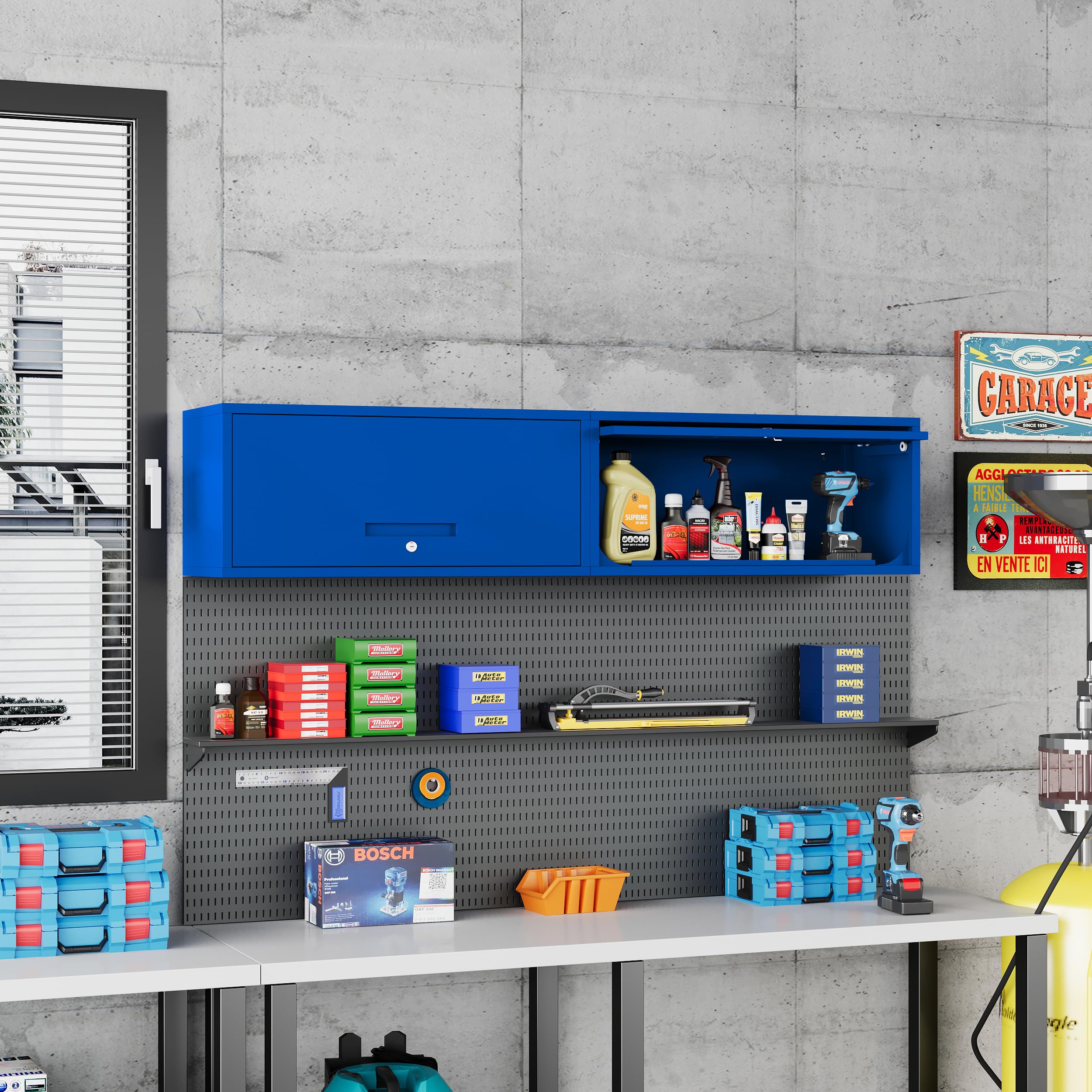 Heavy Duty Metal Storage Cabinet with Locking Door - Wall Mounted Garage Cabinet for Home, Office & Warehouse Organization - Perfect for Tools, Supplies & Equipment Storage