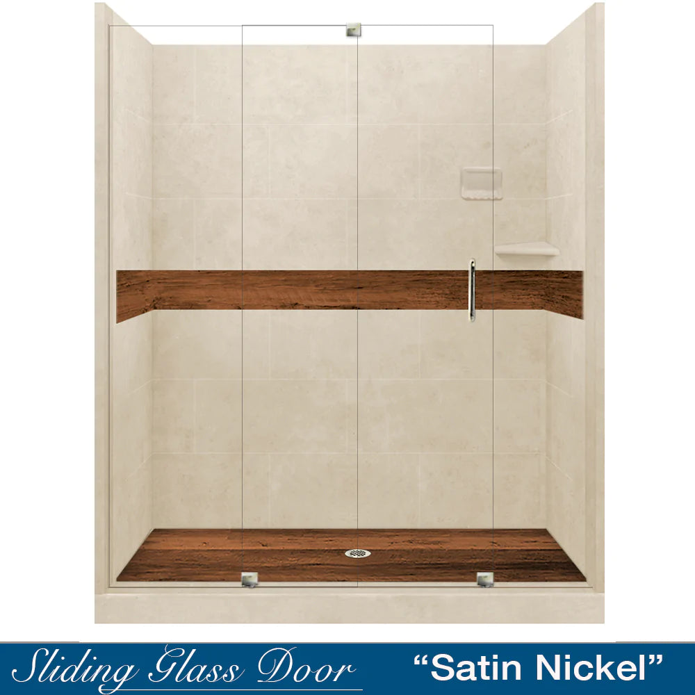 Lifeproof Burnt Oak Desert Sand 60-Inch Alcove Stone Shower Enclosure Kit - Waterproof Bathroom Upgrade for Modern Homes