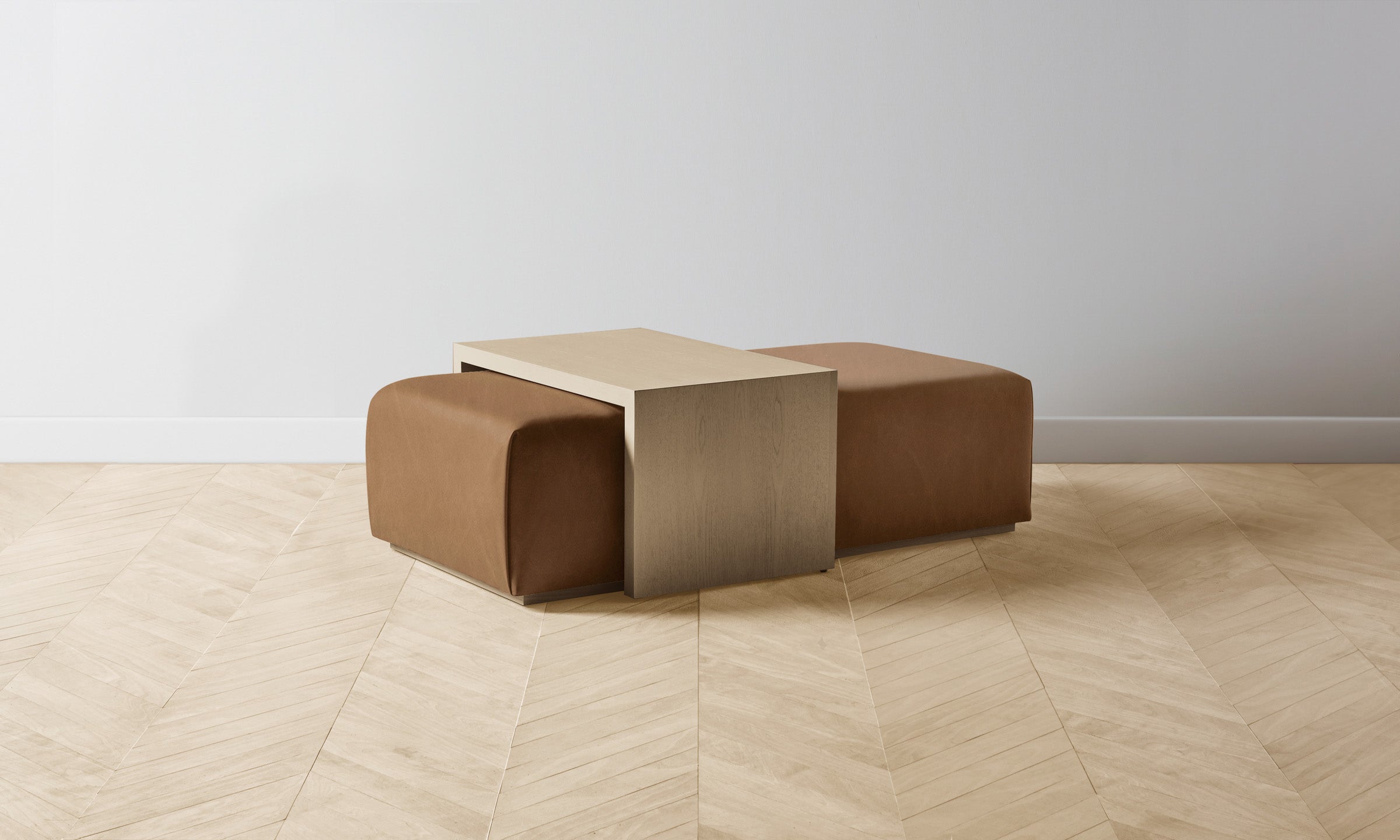 The Bowery Ottoman in Tuscan Leather Cognac - Luxurious Footrest & Stylish Living Room Accent for Home Decor