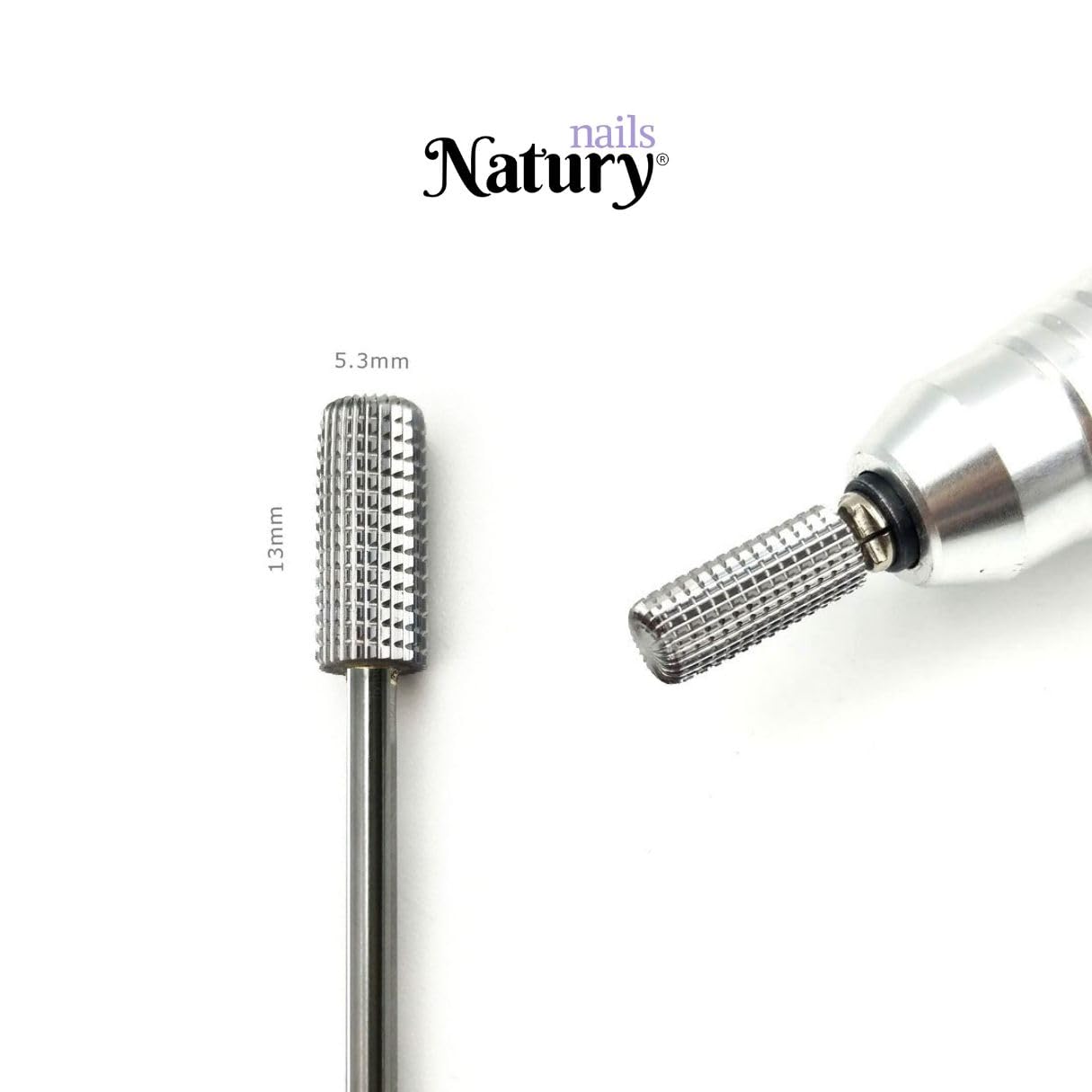 Natury Nails Tungsten Carbide Drill Bit - Professional Nail Drill Bit for Manicure & Pedicure | Works on Acrylic, Gel & Enamel Nails | Medium Grit | Perfect for Salon & Home Nail Care
