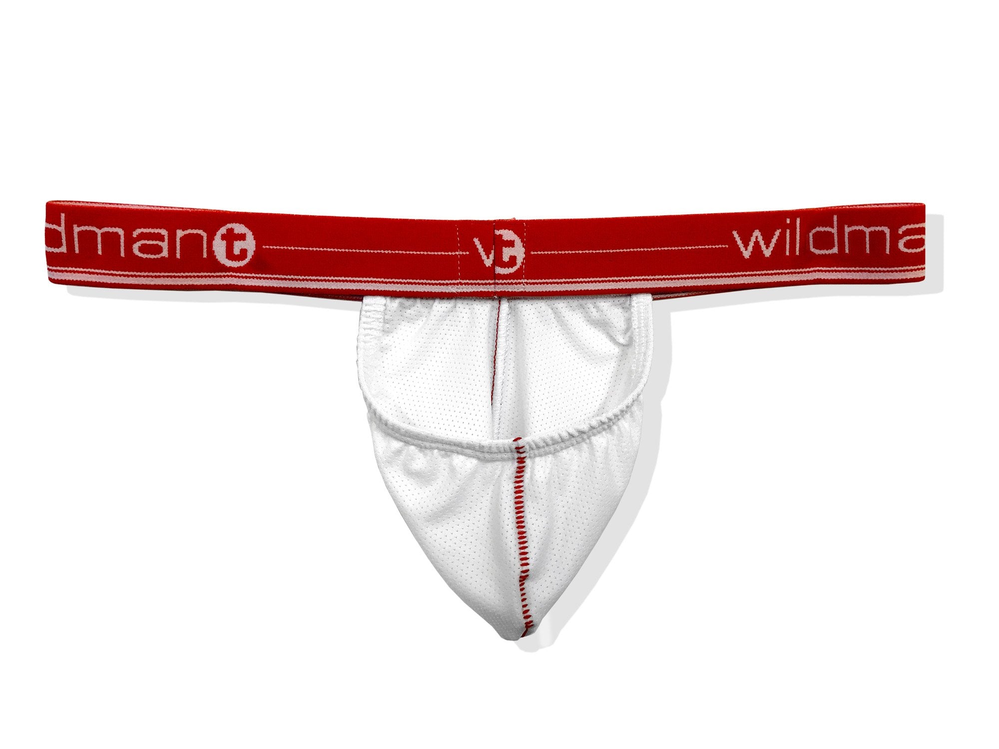 Wildmant Big Boy Strapless Pouch - White Mesh with Red Band - Secure & Comfortable Waist Pouch for Running, Travel & Outdoor Activities