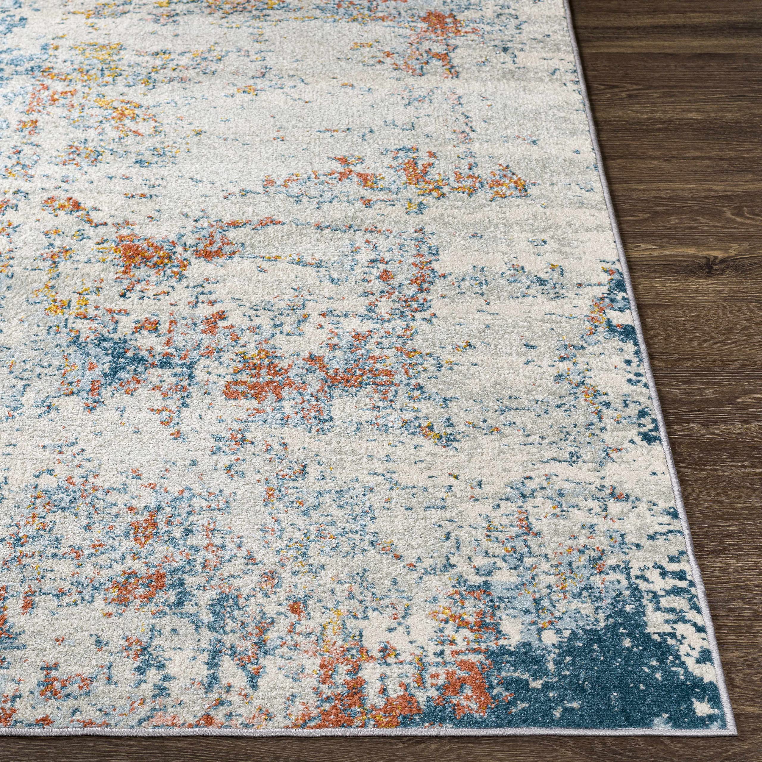 Hauteloom Buliok Modern Area Rug for Living Room & Bedroom - Beige, Orange, Red - 9' x 12' - Soft & Durable - Perfect for Home Decor, Family Gatherings & Cozy Spaces