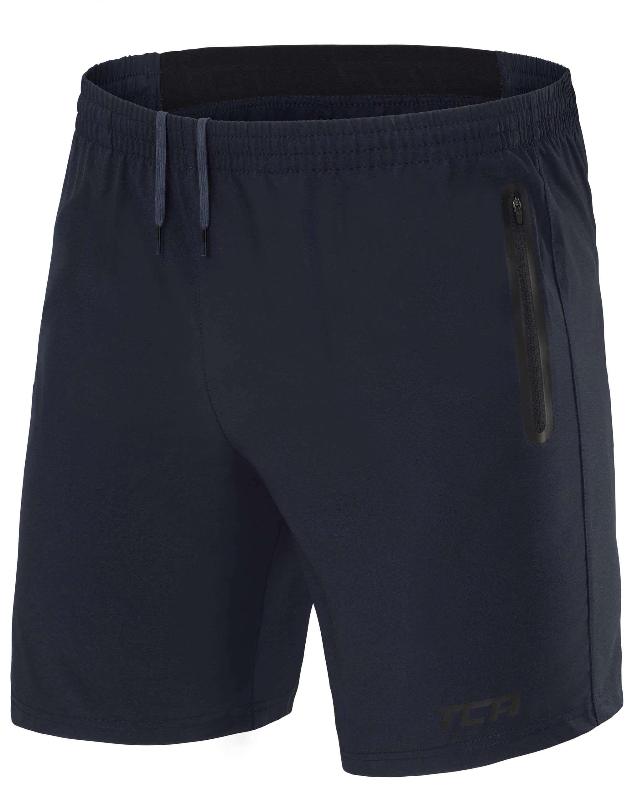 TCA Elite Tech Men's Gym Athletic Workout Running Shorts with Zipper Pockets - Lightweight Breathable Training Shorts for Running, Basketball & Gym Workouts