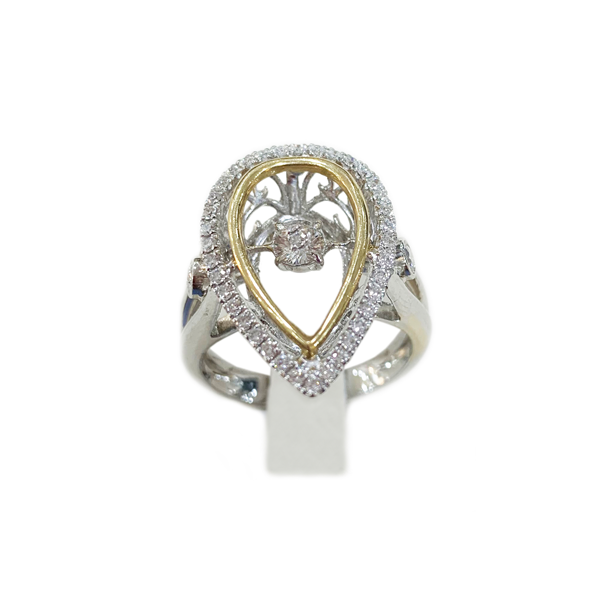 14K Two-Tone Gold Diamond Dancing Ring for Women - Elegant Stackable Band for Everyday Wear & Special Occasions