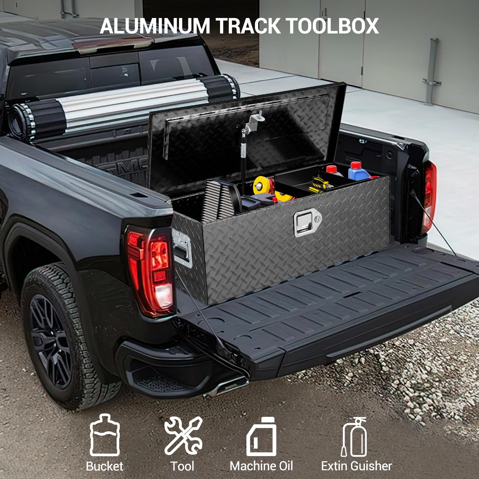 30 Inch Aluminum Truck Tool Box - Heavy Duty Waterproof Storage with Security Lock & Wide Handles - Organizer Chest for Pickup Trucks, RVs & Trailers (Black) - Perfect for Road Trips, Camping & Work Site Storage