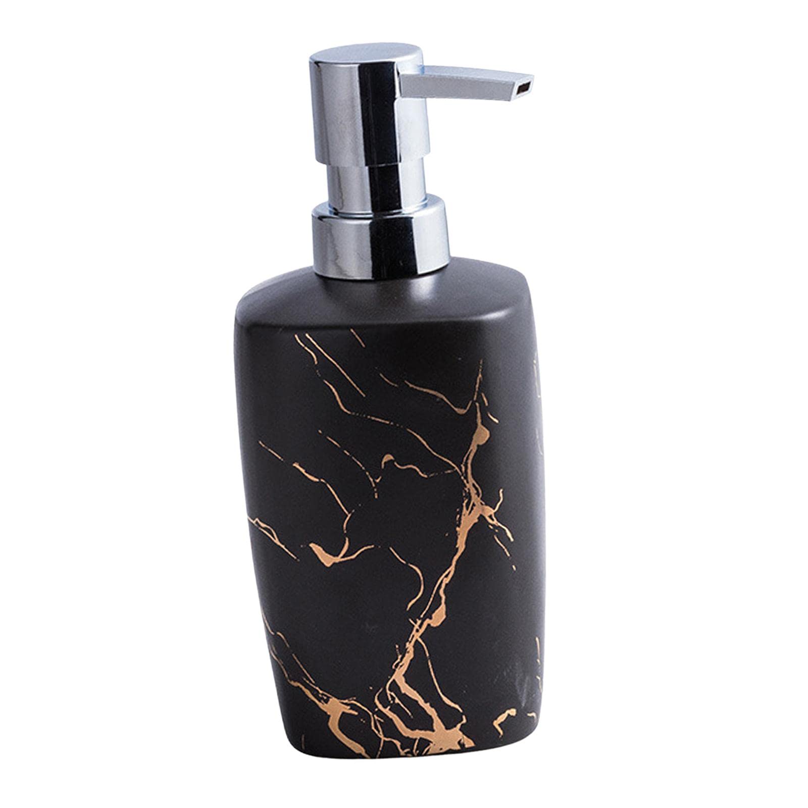 Premium 350ml Ceramic Soap Dispenser for Kitchen & Bathroom - Black Hand Soap/Lotion Pump Bottle for Liquid, Gel & Shampoo | Elegant Countertop Organizer for Sink, Vanity & Home Decor