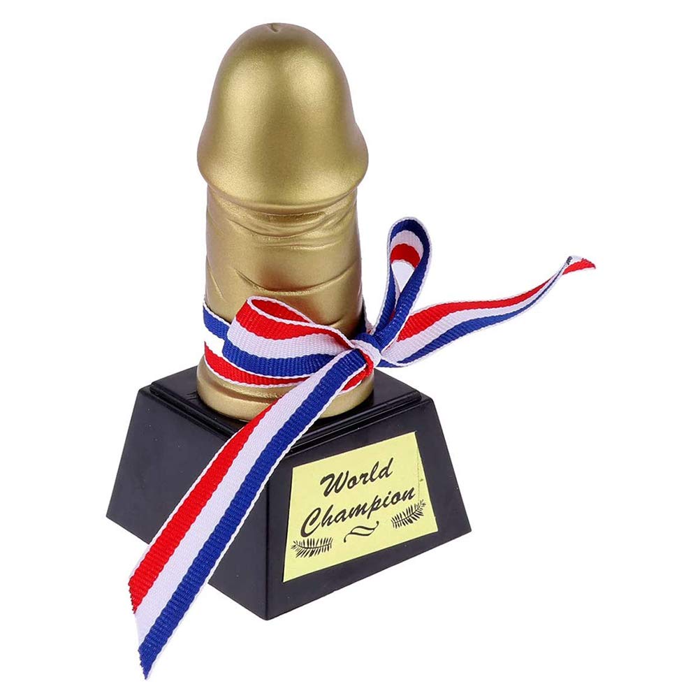 WANTALL Gold Penis Trophy - Funny Bachelor & Bachelorette Party Gift, Bridal Shower Game Prize, Hen Night Decor (Golden & Black) - Perfect for Adult Humor Parties & Wedding Celebrations