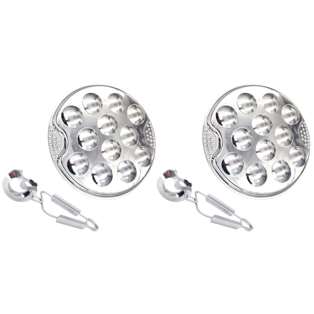 Stainless Steel Escargot Plates with Fork - 12 Hole Snail Dish for Baking & Serving at Home/Restaurant