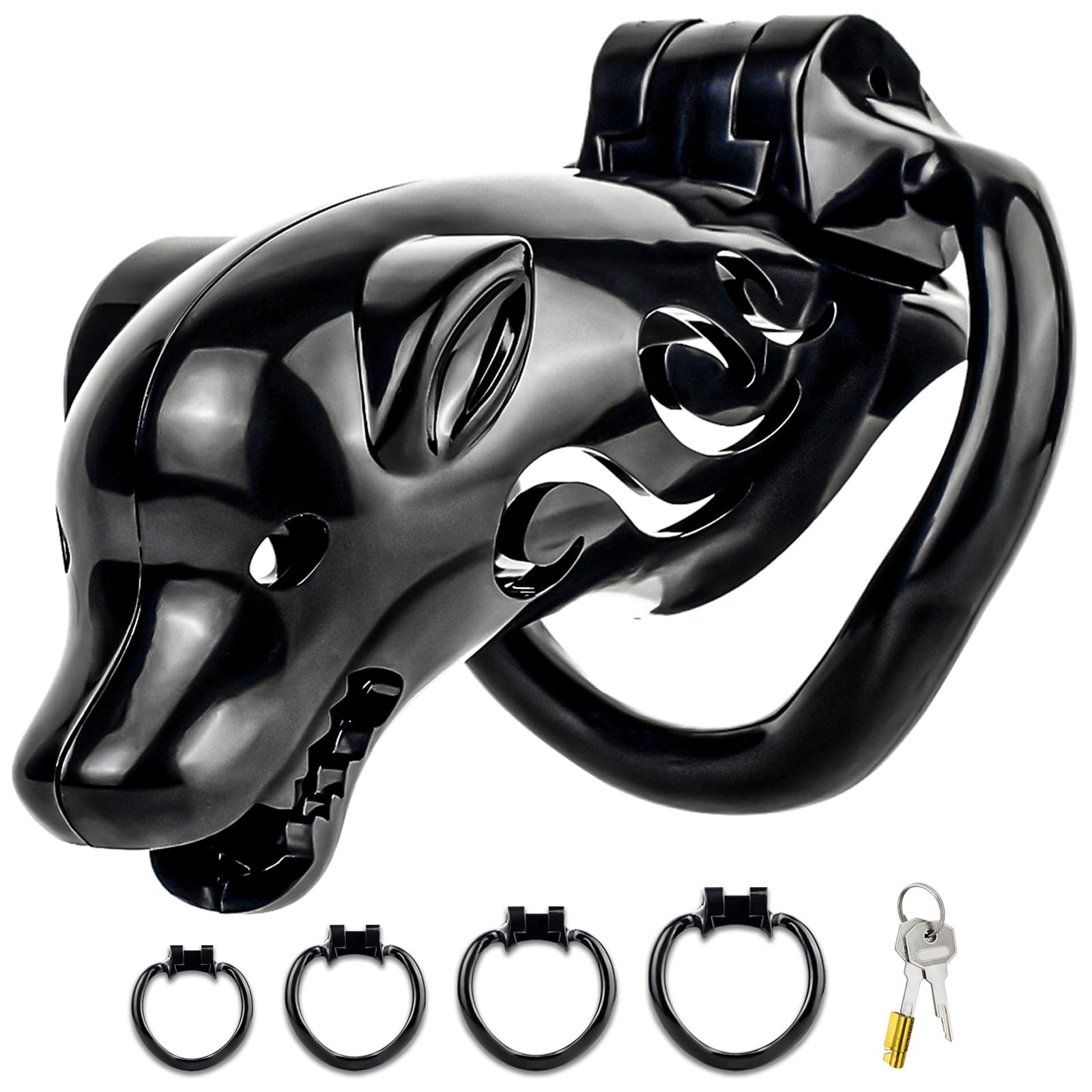 Premium Male Chastity Device - Adjustable Cock Cage with 4 Ring Sizes & Invisible Lock - Comfortable Penis Training for Beginners - Perfect for BDSM, Tease Play & Male Orgasm Control