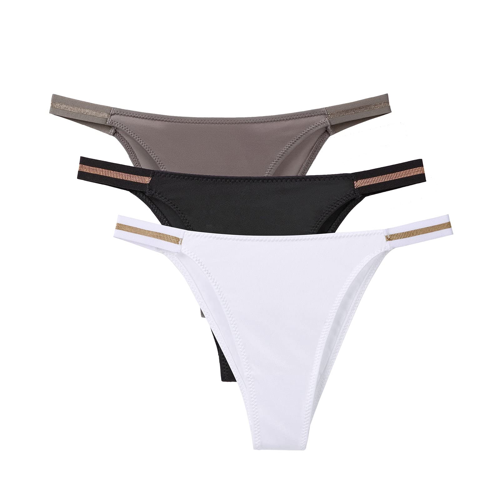 3-Pack Women's Sexy Thong Panties - Breathable Soft G-String Underwear for Everyday Wear & Date Night - Lace Bikini Panties in Solid Colors (Black/Red/Nude) - Perfect for Lingerie Sets & Comfortable All-Day Wear