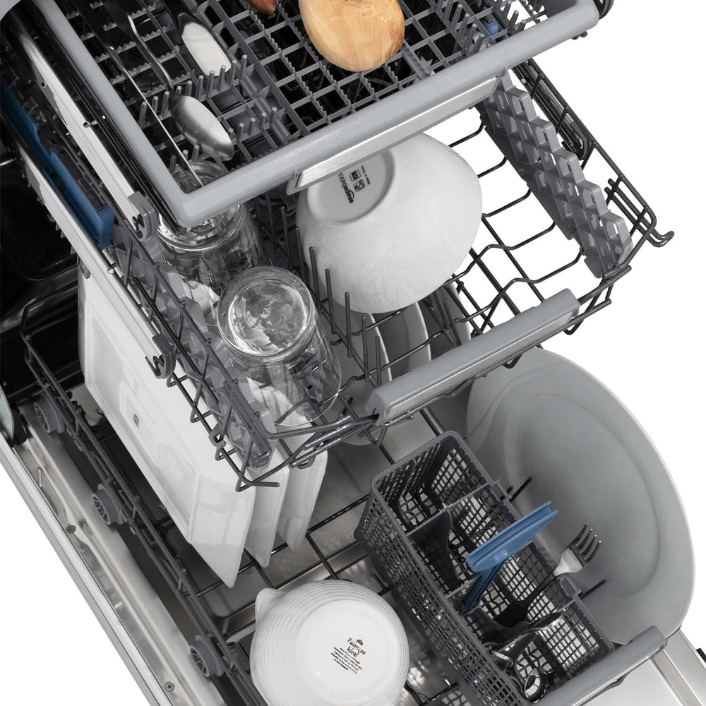 ZLINE 18 Inch Tallac Series 3rd Rack Top Control Dishwasher - Stainless Steel Panel & Tub, 51dBa Ultra Quiet (DWV SN 18) | Perfect for Modern Kitchens, Small Homes & Open-Concept Living Spaces