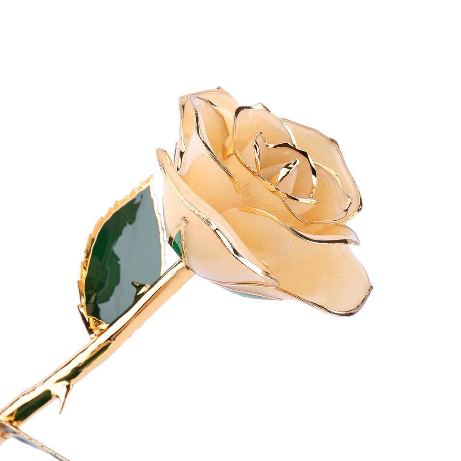 24k Gold Dipped Rose - Real Everlasting Rose with Long Stem & Exquisite Holder, Romantic Valentine's Day Gift for Her, Anniversary & Mother's Day Present - Perfect for Wedding Decor, Anniversary Surprise & Luxury Home Display