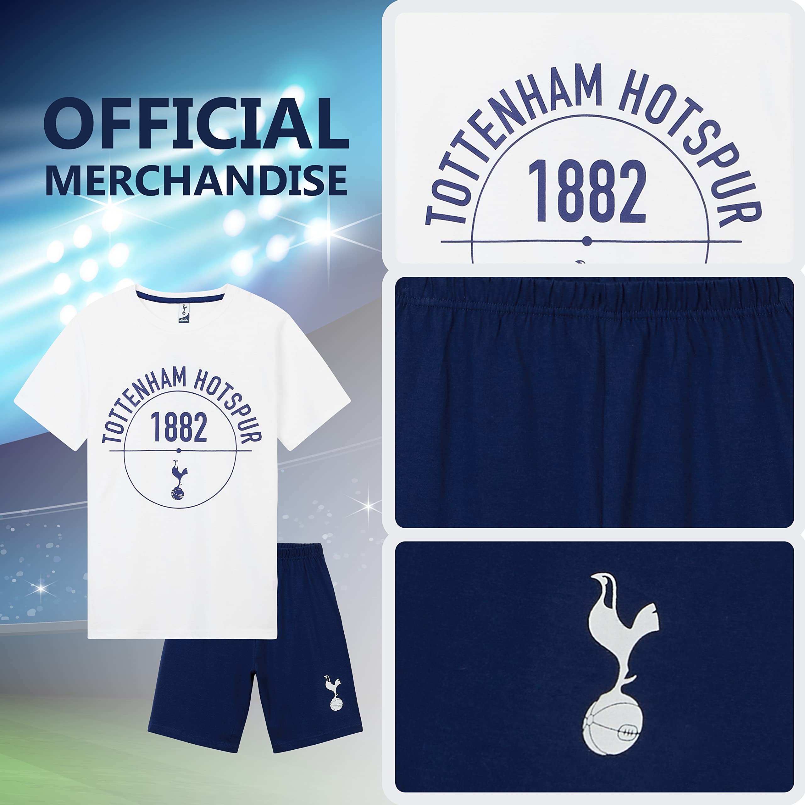 Tottenham Hotspur FC Boys Cotton Pajama Set - 2-Piece Sleepwear & Lounge Wear for Kids - Perfect Spurs Gift for Birthday & Christmas Gifts - Soft & Comfortable Nightwear for Young Soccer Fans