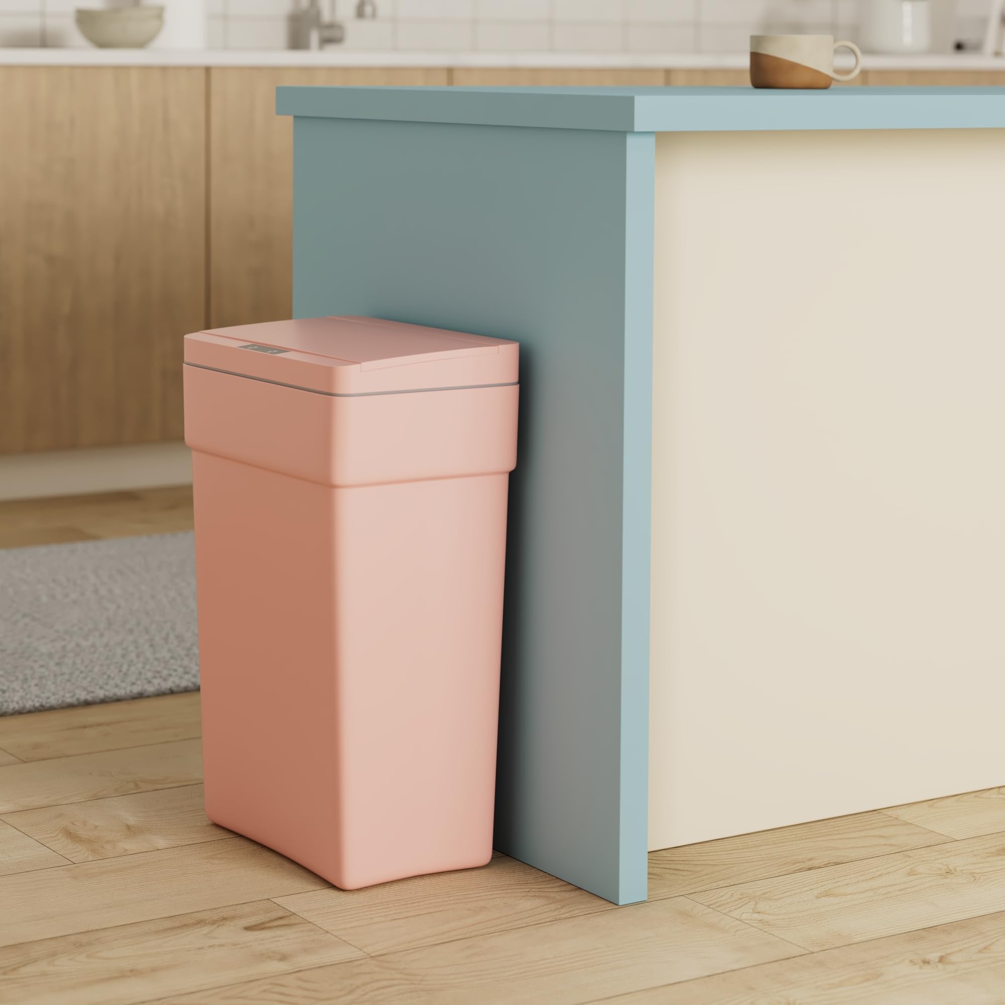 13 Gallon Automatic Touchless Trash Can with Lid - 50L High Capacity Kitchen Garbage Bin for Home, Office, Bedroom & Bathroom | Motion Sensor Hands-Free Operation (Black/Pink) - Perfect for Hygienic Waste Disposal in Kitchens, Bathrooms & Workspaces