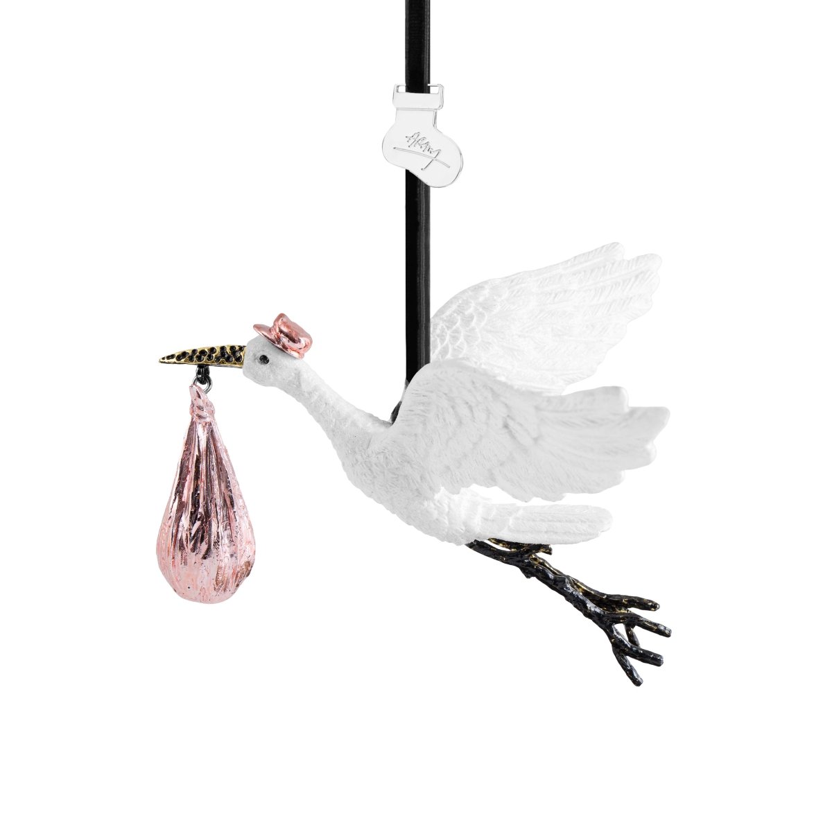 Stork Ornament - Handmade Christmas Tree Decoration for Holiday Home Decor | Perfect for Baby Showers, Nurseries & Winter Festivals
