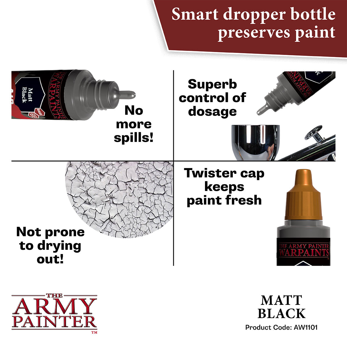 Warpaints Air Matt Black Paint - High-Quality Matte Finish for Miniatures, Models & DIY Crafts - Perfect for Warhammer, Cosplay & Tabletop Gaming