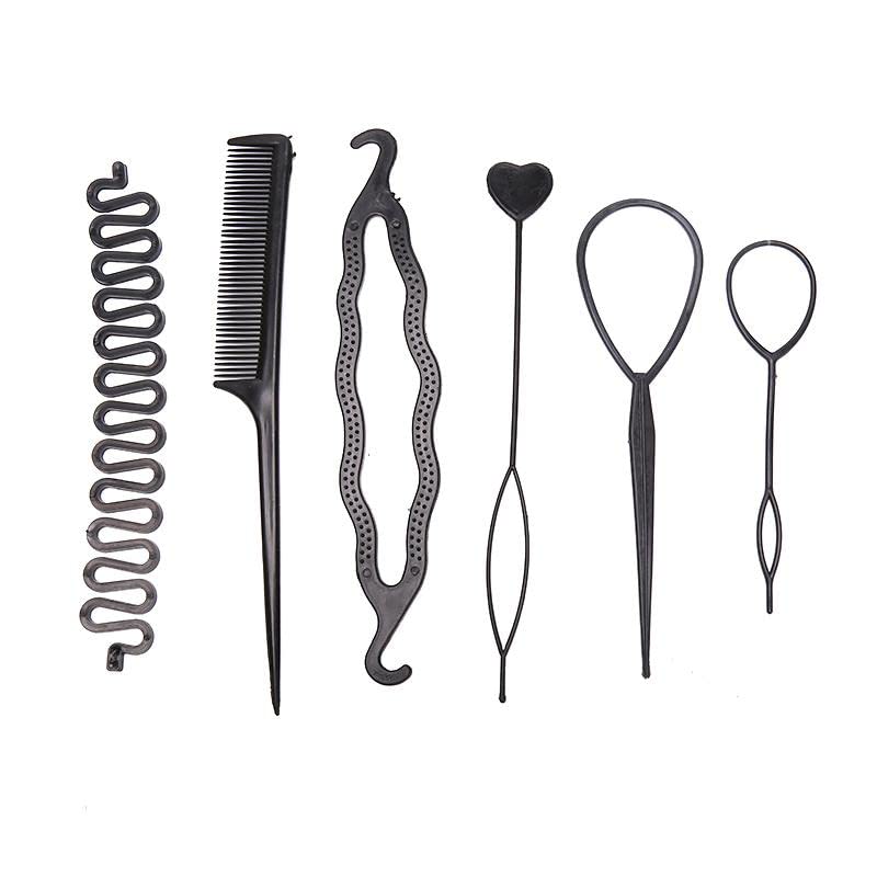 ASG 6Pcs Hair Styling Tool Kit - Topsy Tail, Hair Loop, Braiding & Updo Ponytail Maker for Women & Girls | DIY French Braid & Styling Accessories for Everyday, Parties & Special Occasions