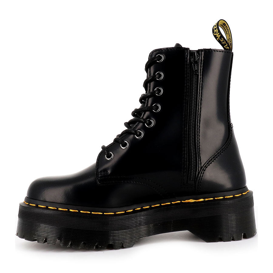 Dr. Martens Jadon 8-Eye Boots - Black Smooth Leather Platform Boots for Women | Punk & Gothic Fashion, Everyday Wear & Street Style