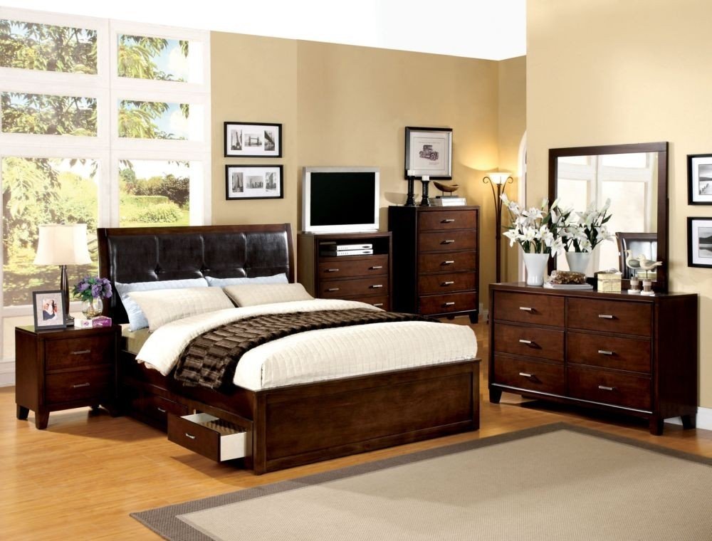 Furniture of America Enrico I Brown Cherry Nightstands - 24 Inch Height Bedside Tables for Bedroom, Living Room & Guest Room - Solid Wood Night Stand with Drawer & Shelf Storage