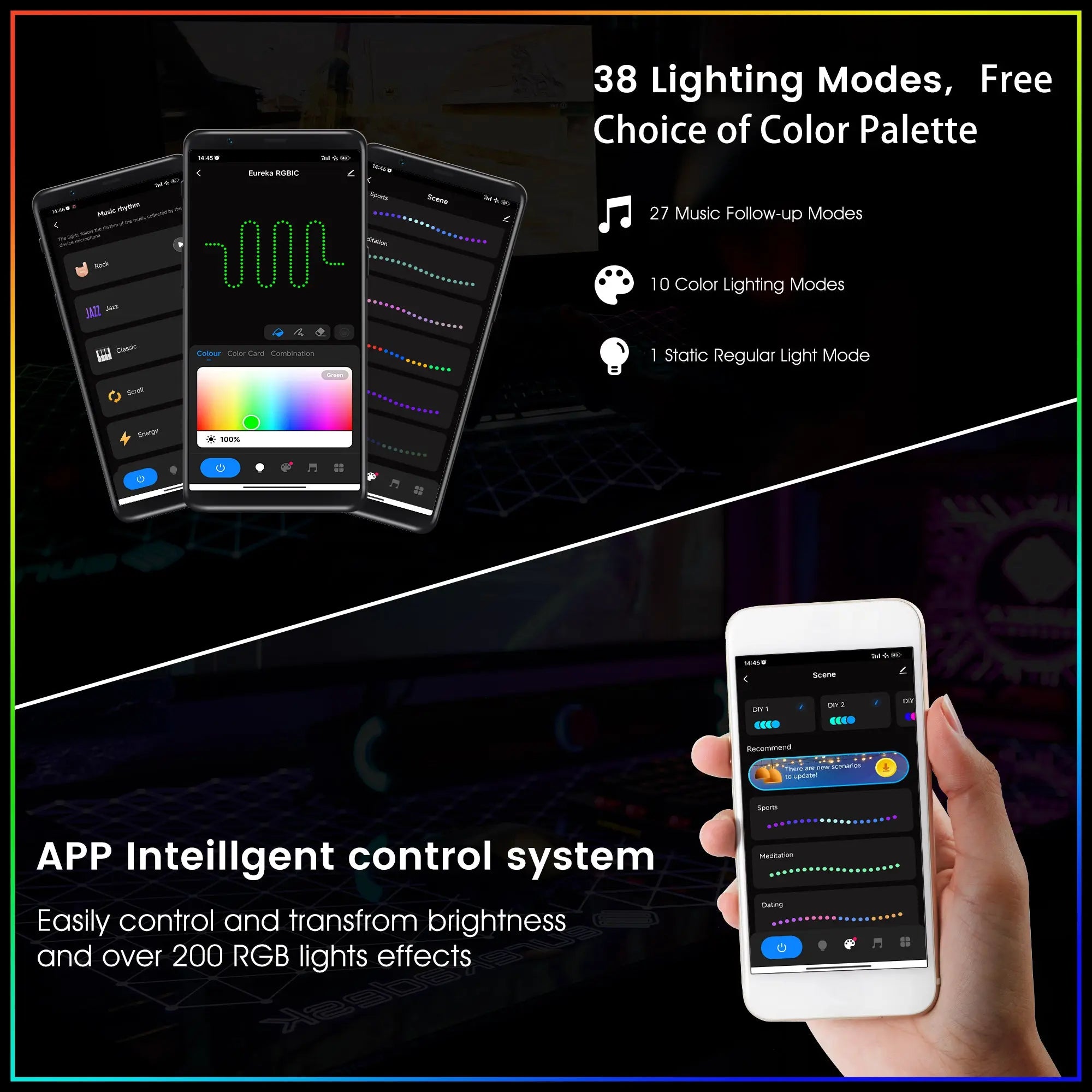 GTG I43 LED Glass Desktop Gaming Desk - 43x23 Inches, Modern RGB Lighting for PC & Console Gamers - Perfect for Home Office, Streaming Setup & Esports Tournaments