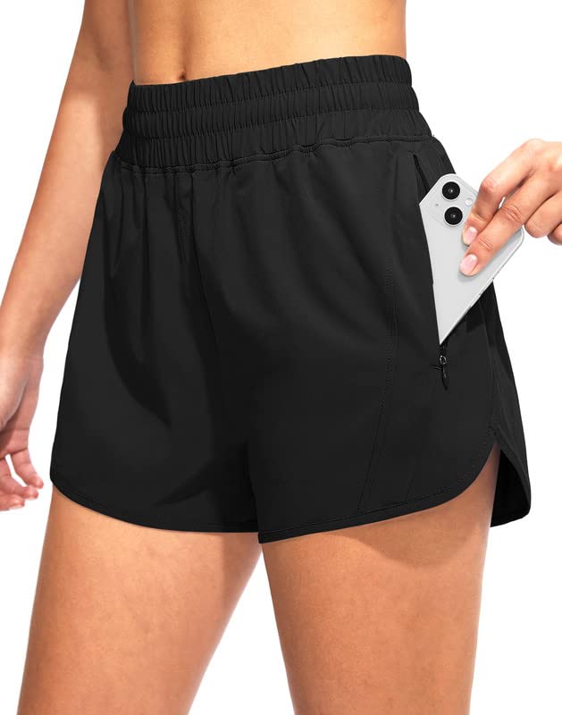 Obla Women's Running Shorts with Zipper Pockets - High Waisted 3