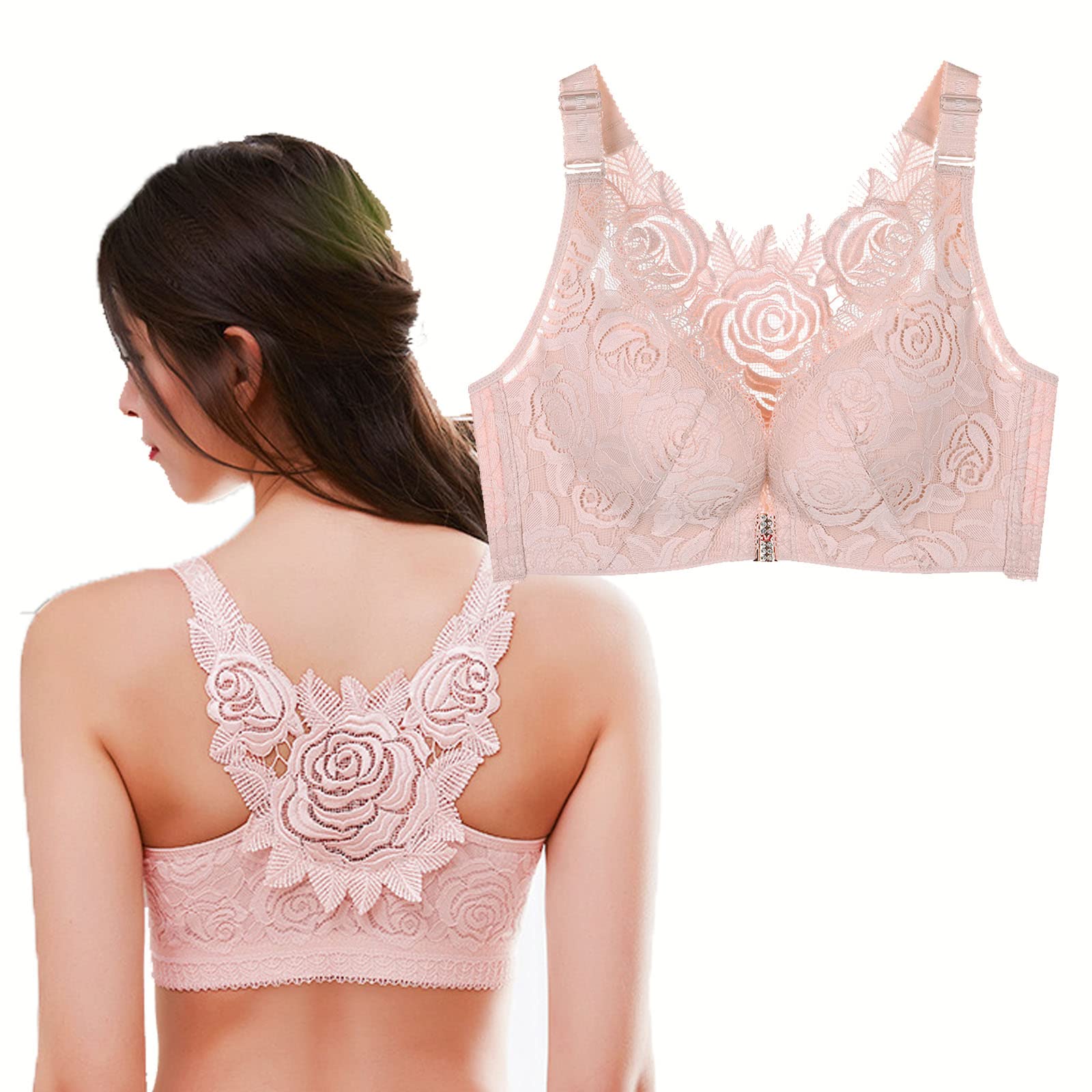 Floral Secrets Comfort Rose Bra - New Upgrade Lift Support Lace Underwire Bra for Women | Perfect for Everyday Wear, Workouts & Special Occasions