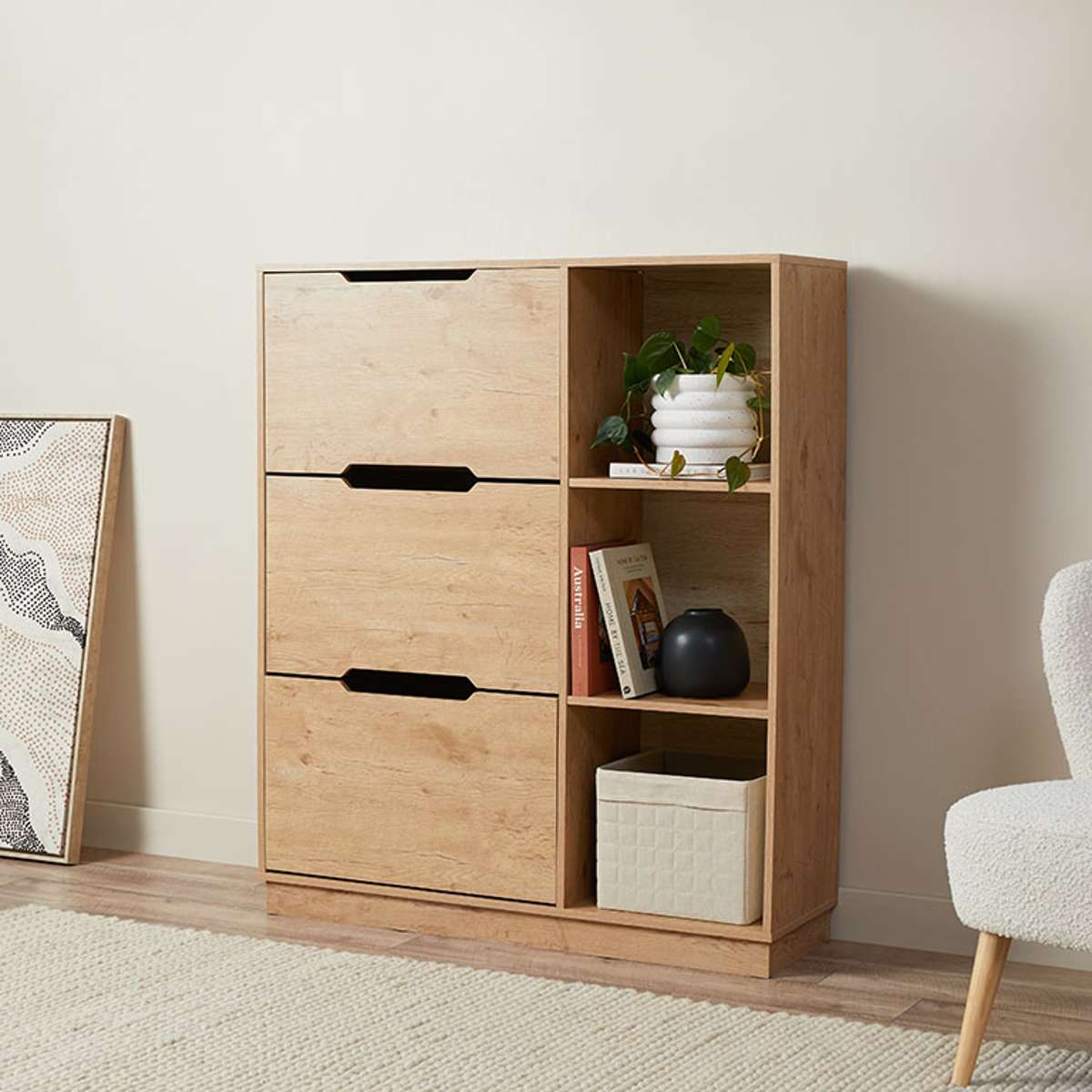 Zack Shoe Cabinet - Natural Wood Shoe Storage Organizer for Entryway, Closet, and Bedroom | Space-Saving Shoe Rack with Ventilation Holes