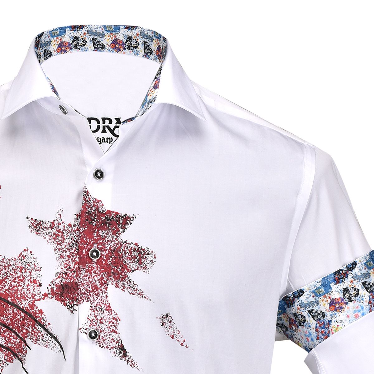 CM523V2 Men's Casual Fashion Hand-Painted Shirt - Stylish White Cuadra Design for Everyday Wear, Office & Outings