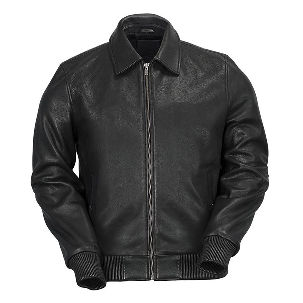 Premium Men's Leather Jacket - Black Genuine Leather Biker Jacket for Men - Stylish Outerwear for Motorcycle Riding, Casual Wear & Night Out