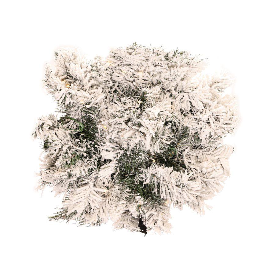 JLINE 44cm Snowy Green Christmas Wreath with LED Lights - Holiday Door Decor for Home, Office & Outdoor Seasonal Decoration