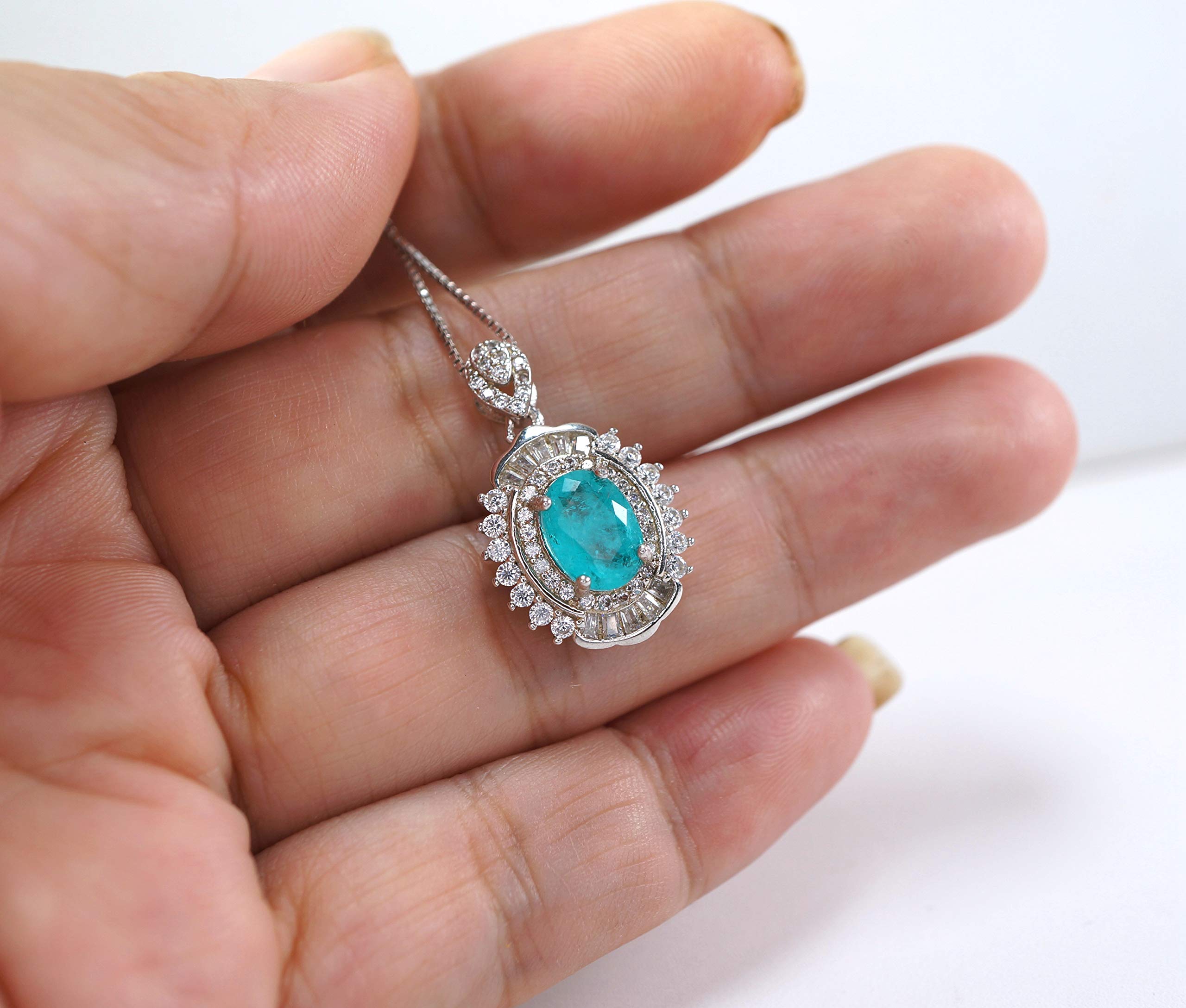 Exquisite Tiny Paraiba Necklace - Sterling Silver Blue Tourmaline Pendant Jewelry for Women - Perfect for Weddings, Parties & Everyday Elegance