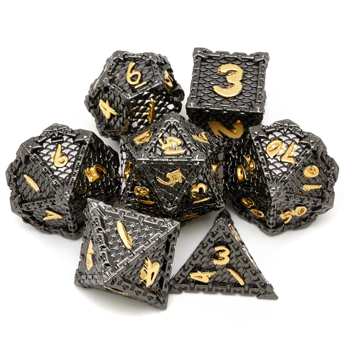 Premium 7-Piece Metal Dice Set for D&D - D20, D12, D10, D8, D6, D4 Polyhedral RPG Dice | Perfect for Dungeons & Dragons, Pathfinder, and Tabletop Role-Playing Games | Durable Gaming Accessories for Gifts & Collectors