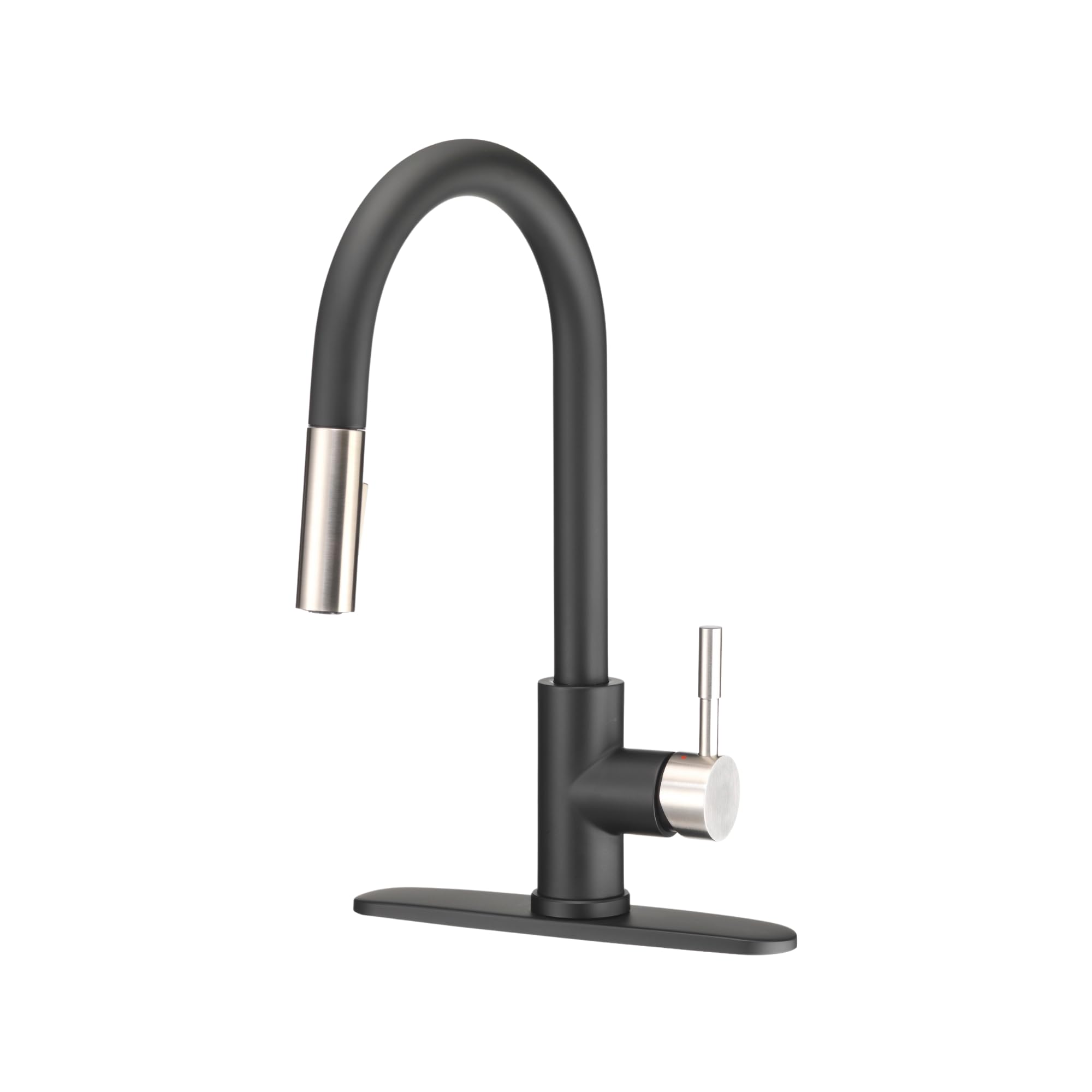 Durable RV Kitchen Sink Faucet - Single Handle Pull-Down Sprayer with Optional Deck Plate in Matte Black or Satin Nickel - Perfect for Campers, Trailers, and Tiny Homes