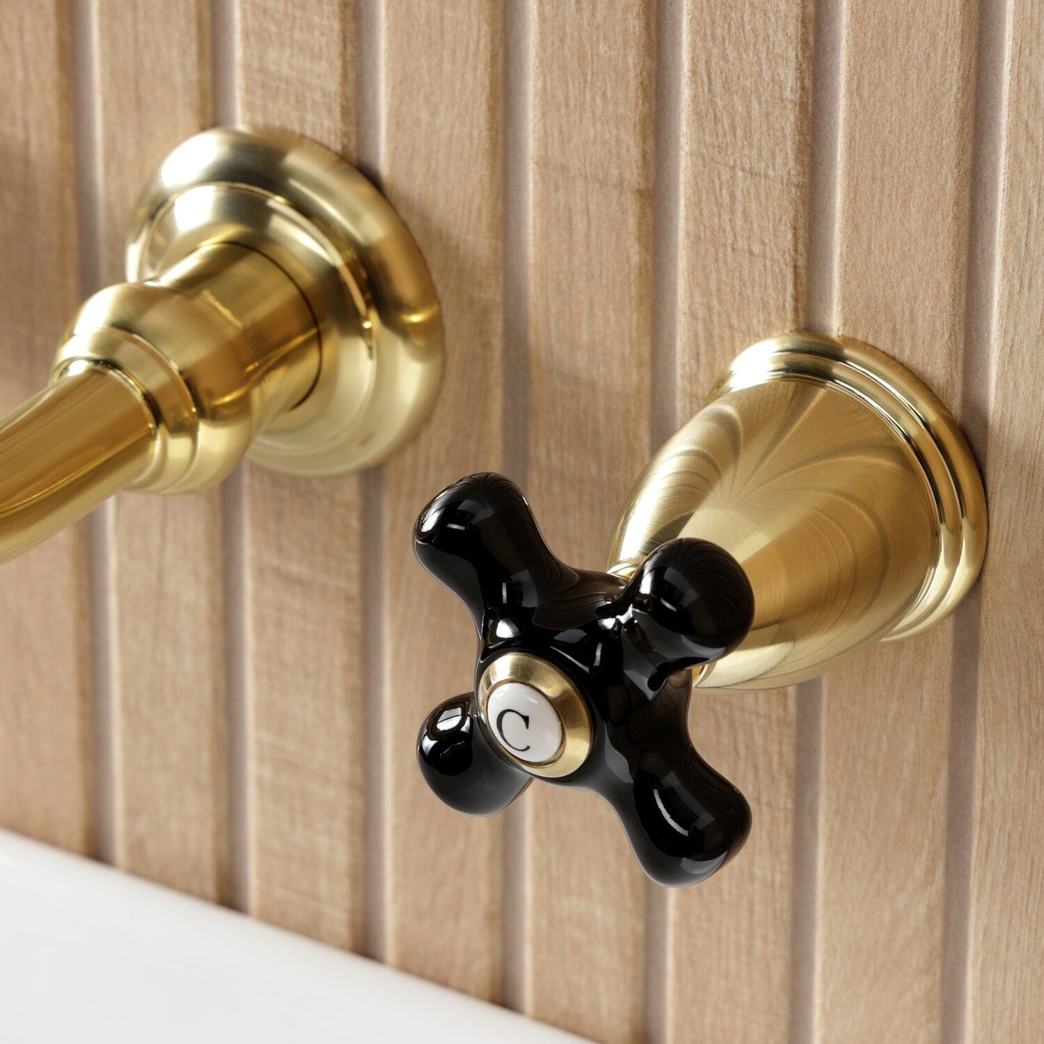 Duchess Double Handle 3 Hole Wall Mount Bathroom Faucet - Brushed Nickel Bathroom Sink Faucet for Vanity, Powder Room & Guest Bath Installation
